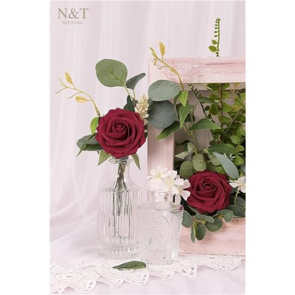 Artificial Flowers, 25Pcs Fake Flowers Roses Perfect for DIY Wedding Bouquets - Picture 2 of 6